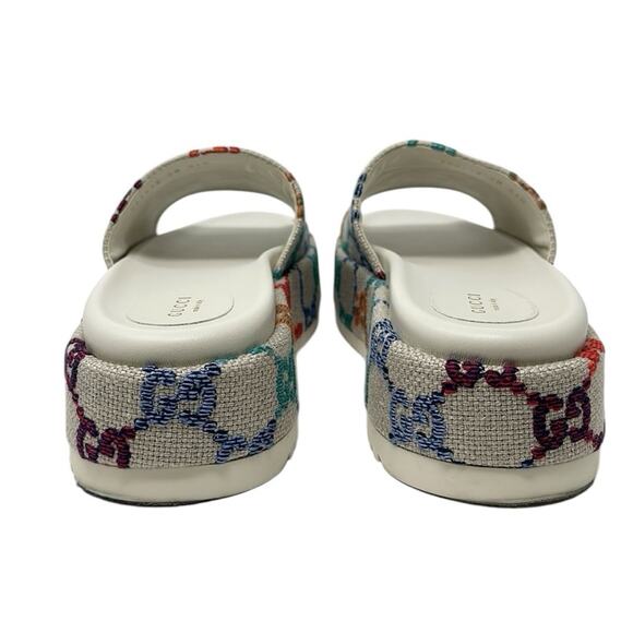 Gucci Angelina Sandals GG Canvas Monogram Psychedelic Platform Slides Size 40 - Picture 5 of 9